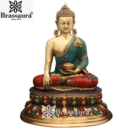 Brass Classic Gem Stone Work Buddha Weight 18 Kg & Height 22 Inch