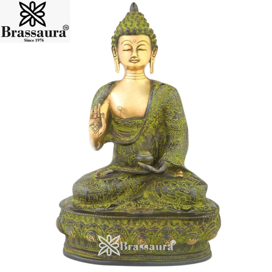 Brass Classic Buddha Weight 4.2 Kg & Height 14 inch