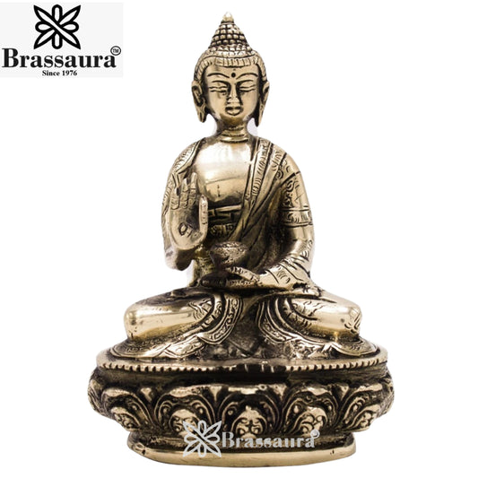 Brass Blessing Buddha Weight 0.9 kg & Height 5.5 Inch