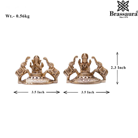 Brass Royal Golden Lakshmi Ganesh Weight 0.56 Kg & Height 2.3 Inche
