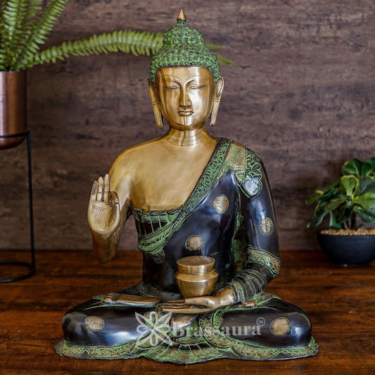 Brass Blessing Buddha Weight 20 kg & Height 23 Inch