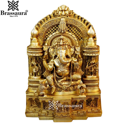 Brass Ring Ganesha Weight 19.5 Kg & Height 18.5 Inch