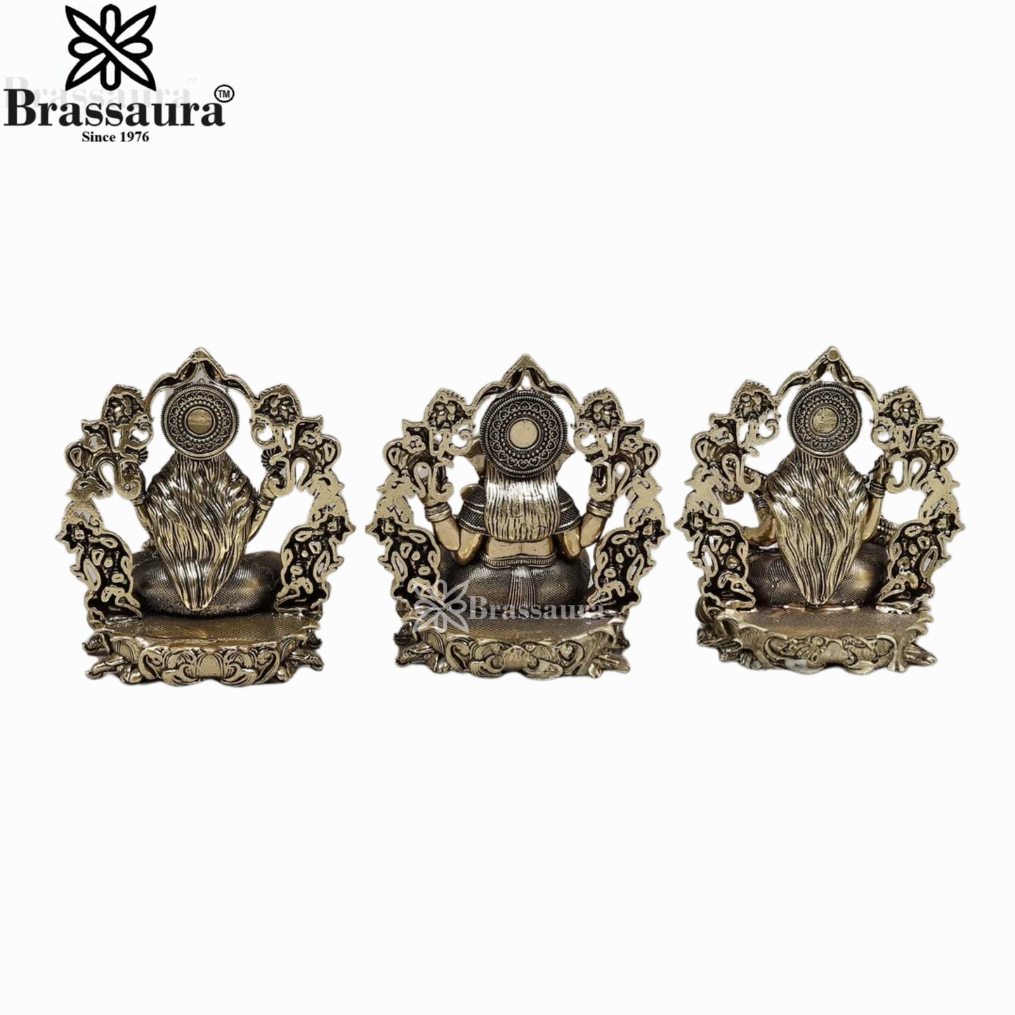Brass Super Fine Lakshmi Ganesh Saraswati Murti Weight .996 Kg And Height 4 Inch