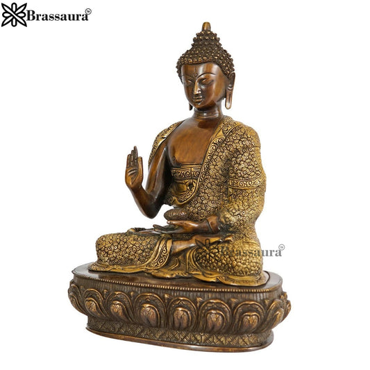 Brass Blessing Buddha Weight 10.5 kg & Height 16 Inch