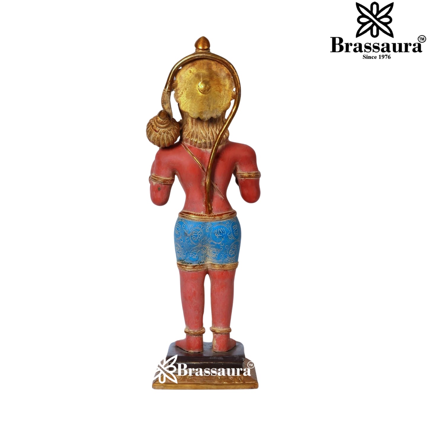 Brass Vermillion Red Standing Hanuman Statue Weight 12.8 Kg And Height 23 Inch
