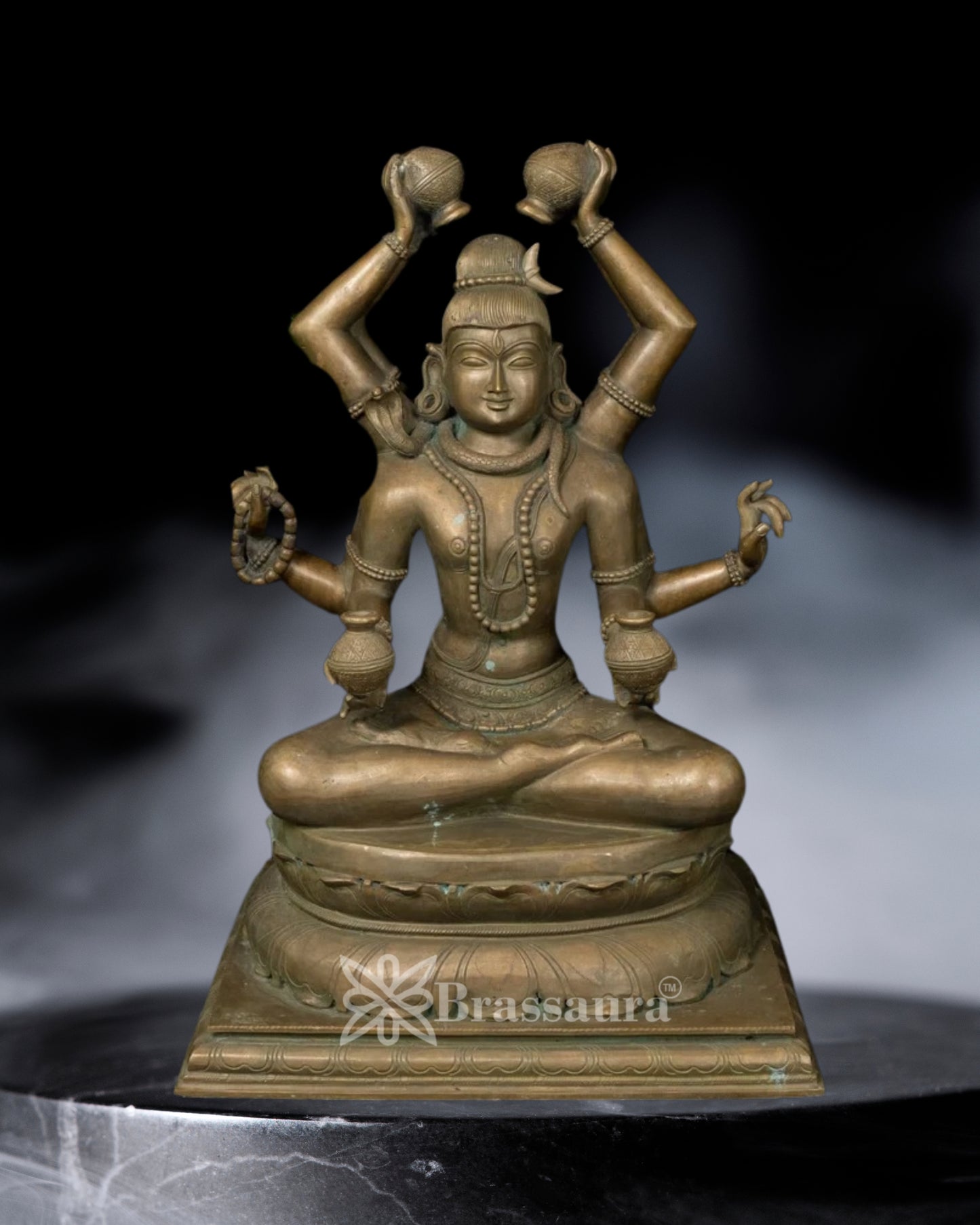 ब्रासॉरा® कांस्य एंटीक भगवान मृत्युंजय शिव प्रतिमा, वज़न 56 किग्रा और ऊँचाई 24 इंच