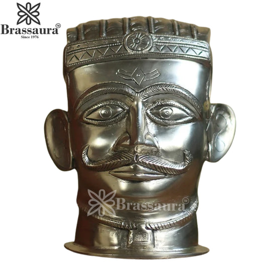 Brass Silver Shiva Mukhlingam Statue Weight 4.6 Kg And Height 8.5 Inch