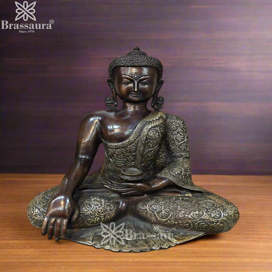 Brass Bhumisprasa Buddha Weight 14.5 kg & Height 17 Inch