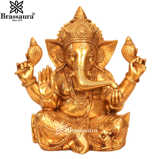Brass Ganesha Statue Weight 11.2 Kg & Height 14 Inch