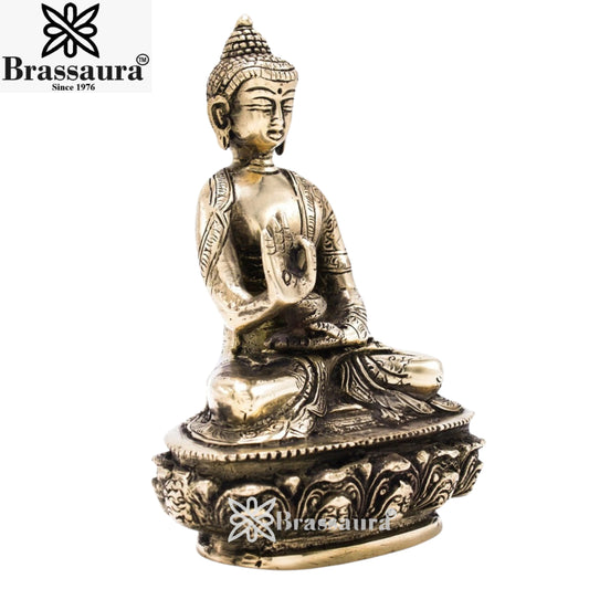Brass Blessing Buddha Weight 0.9 kg & Height 5.5 Inch