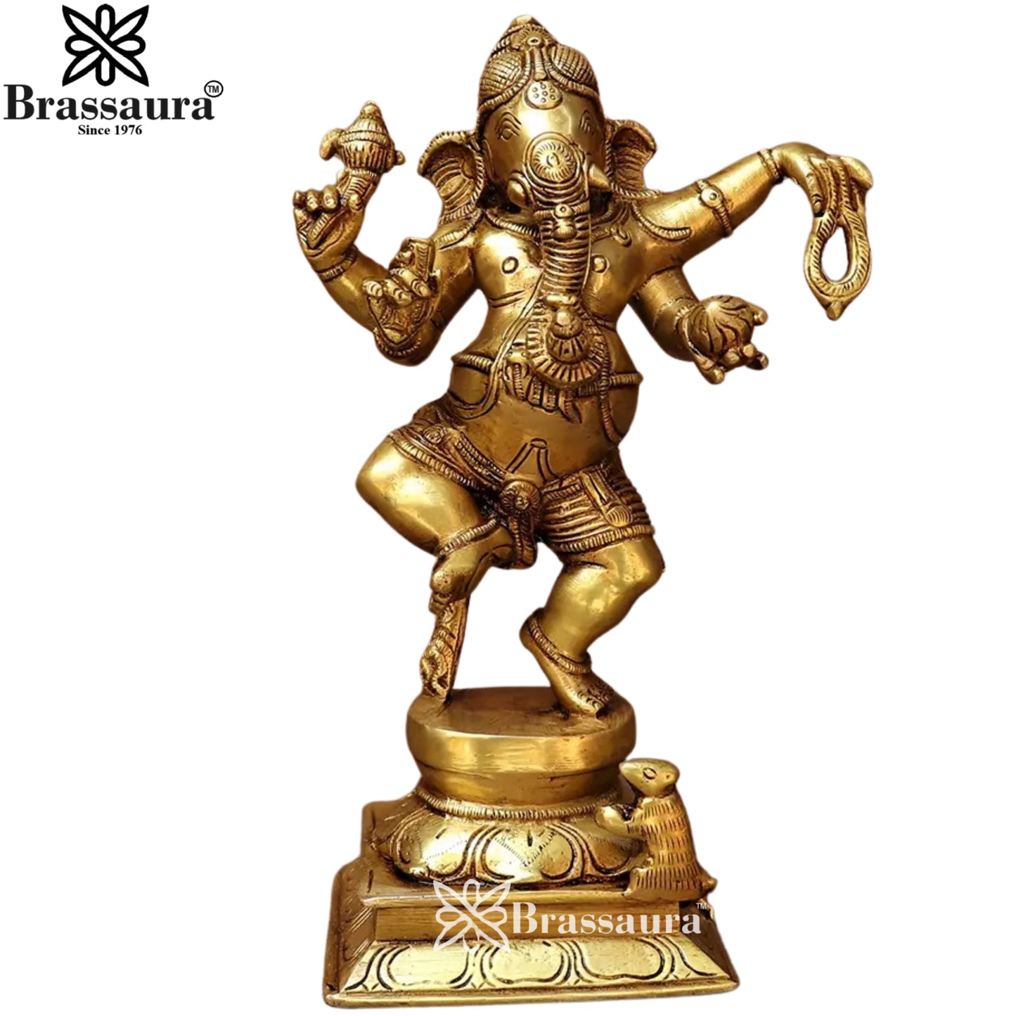 Brass Dancing Ganesha Statue Weight 3 Kg & Height 8.5 Inch