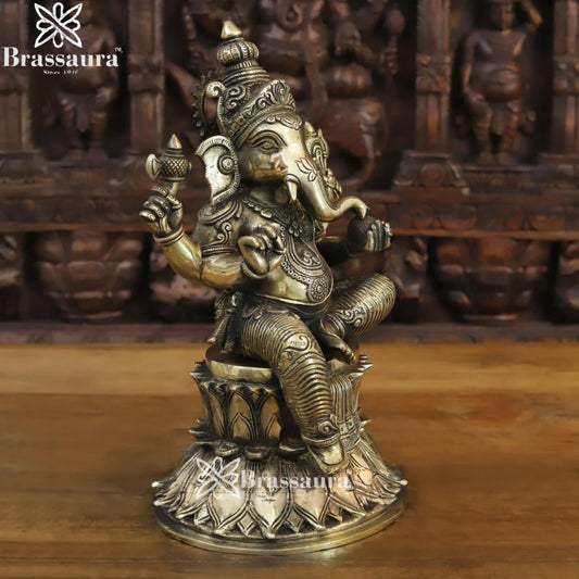 Brass Ganesha Weight 9 Kg & Height 15 Inch