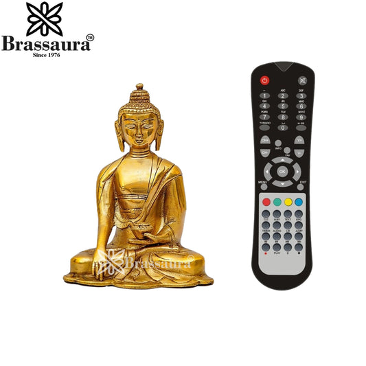 Brass Bhumisprasa Buddha Weight 1.1 kg & Height 6.5 Inch