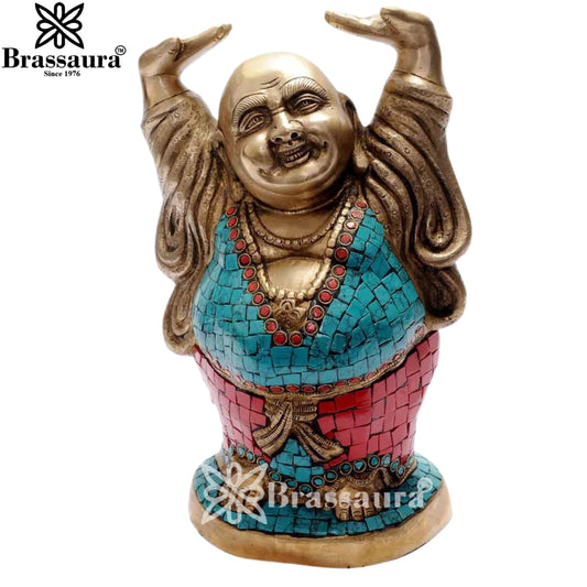 Brass Gem Stone Work Standing Buddha Weight 5.5 Kg & Height 11 Inch