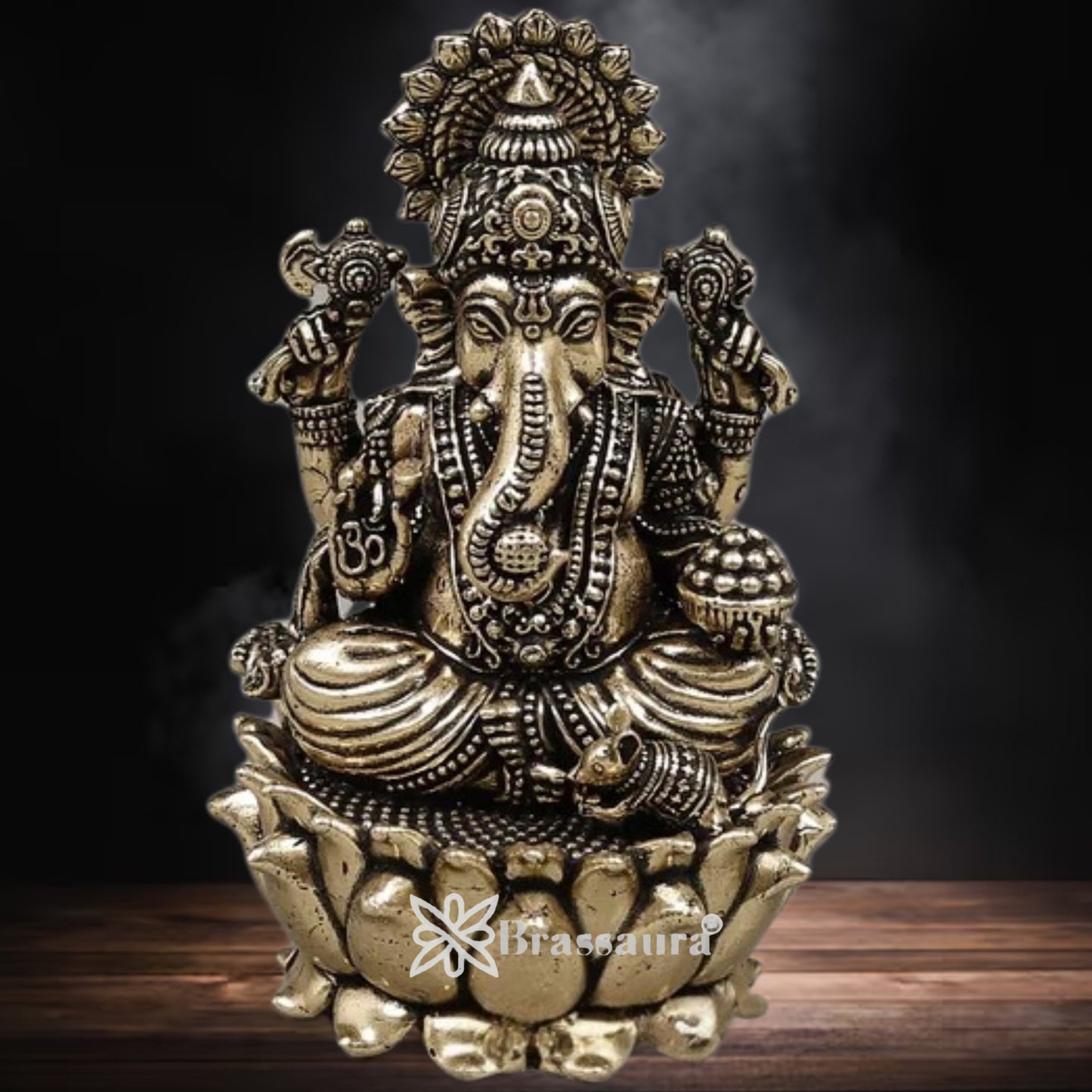 Brass Super fine Ganesha Statue Height 3.5 Inch