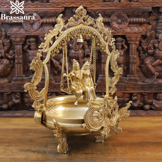 Brass Radha Krishna Urli Statue Weight 14.06 Kg And Height 23.5 Inch