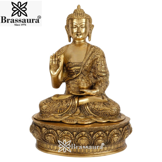 Brass Blessing Buddha Weight 7.3 kg & Height 15 Inch