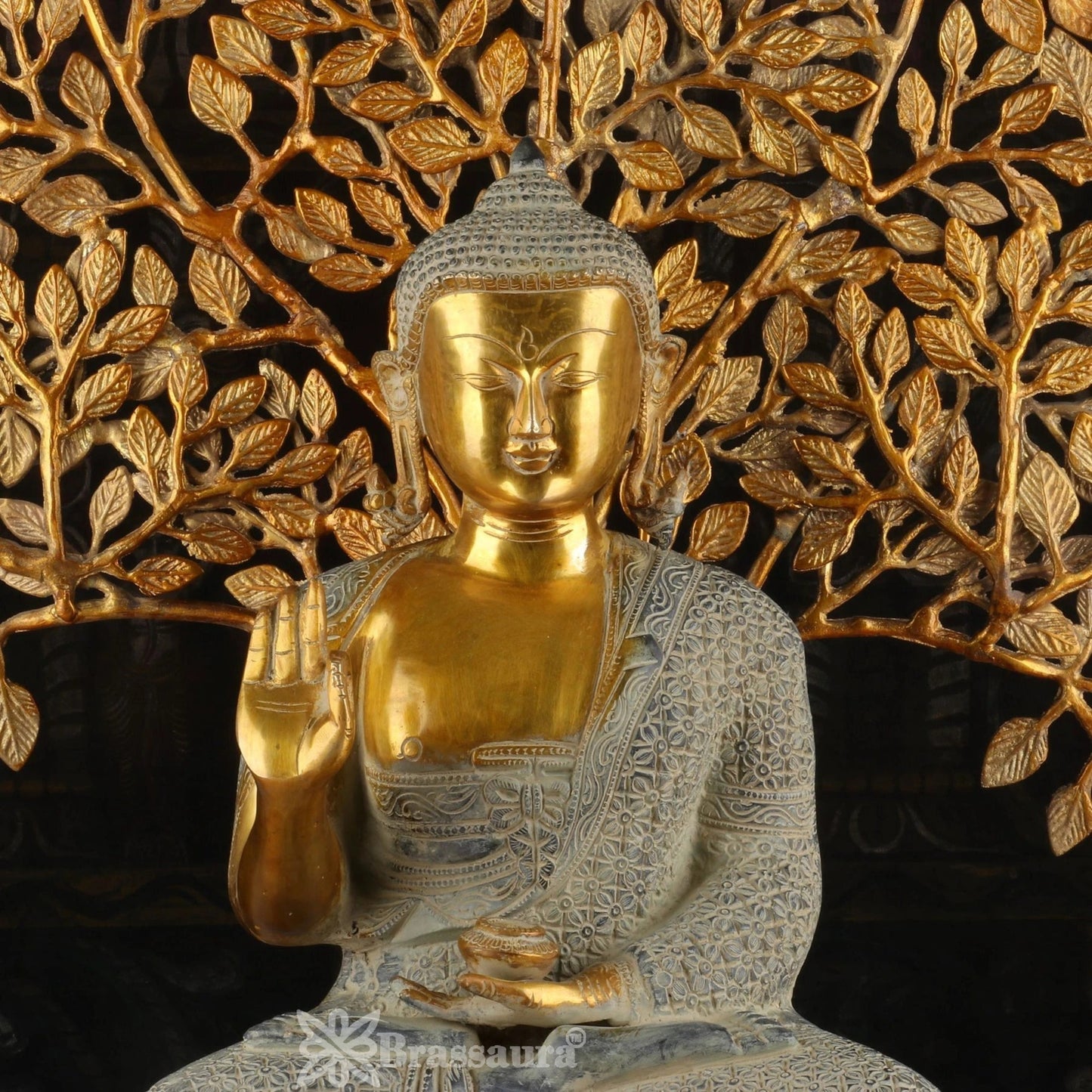 Brass Blessing Tree Artistic Buddha Weight 19.5 kg & Height 25 Inch