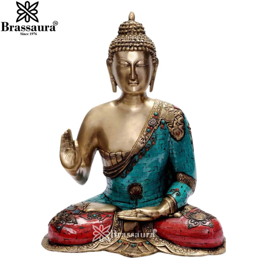 Brass Gem Stone Work Buddha Weight 22 Kg & Height 23 Inch