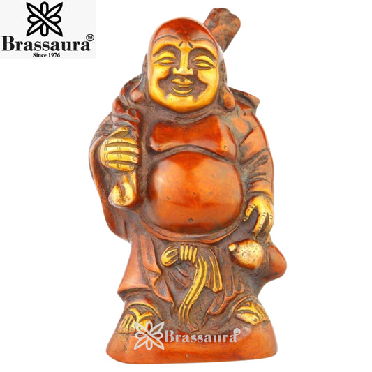 Brass Classic Laughing Standing Buddha Weight 1.7 Kg & Height 6 inch
