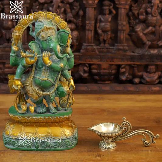 Brass Ring Ganesha Weight 13.6 Kg & Height 17 Inch