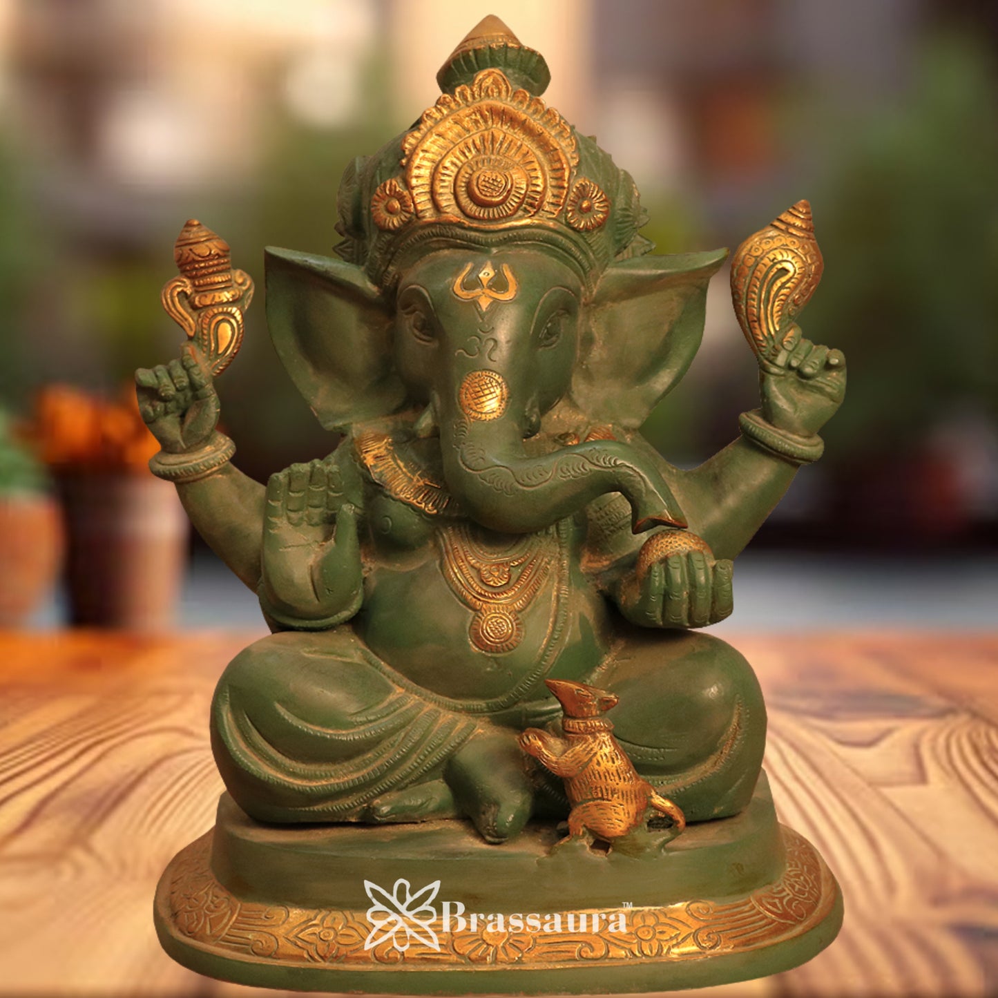Brass Ganesha Statue Weight 10.1 Kg & Height 13.5 Inch