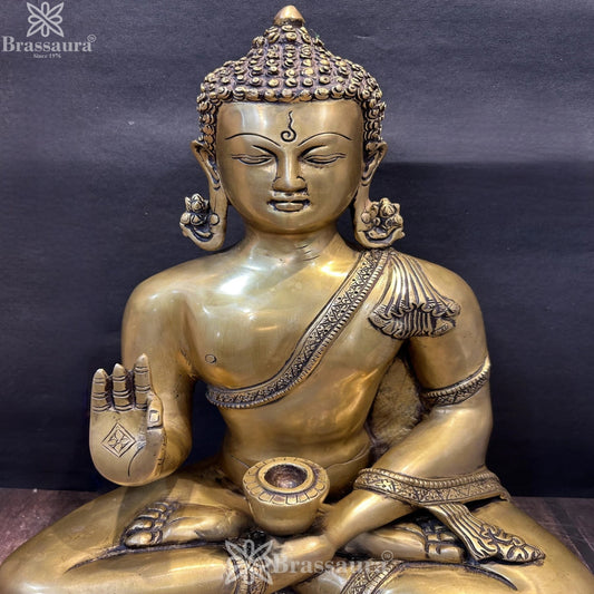 Brass Blessing Buddha Weight 16.2 kg & Height 19 Inch