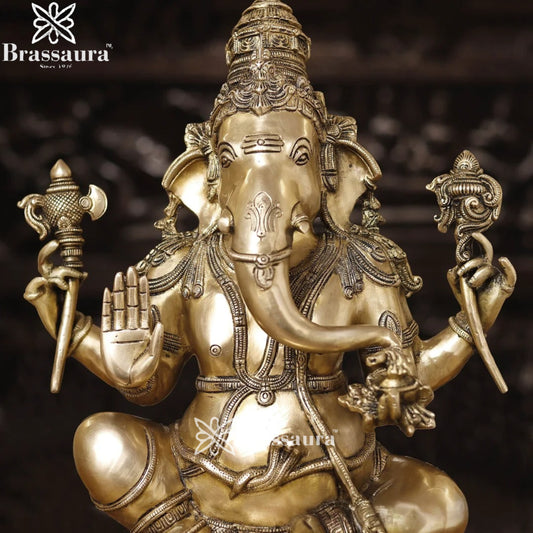 Brass Ganesha Weight 22.4 Kg & Height 20 Inch