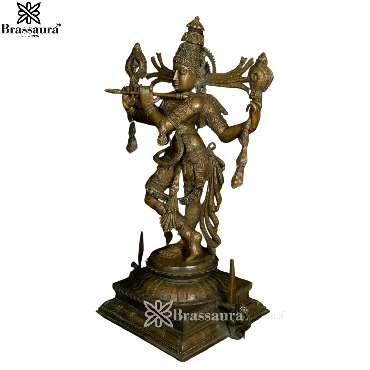 Bronze Antique Krishna Murti Weight 81 Kg And Height 39 Inch