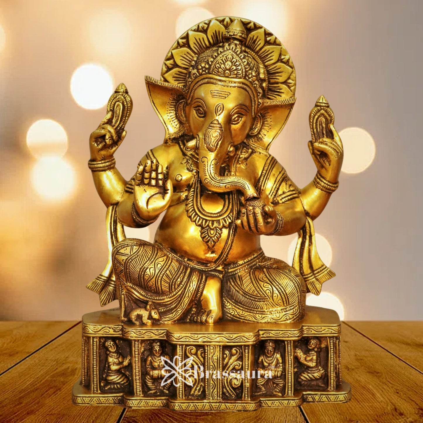 Brass Ganesha Statue Weight 7.1 Kg & Height 12.5 Inch