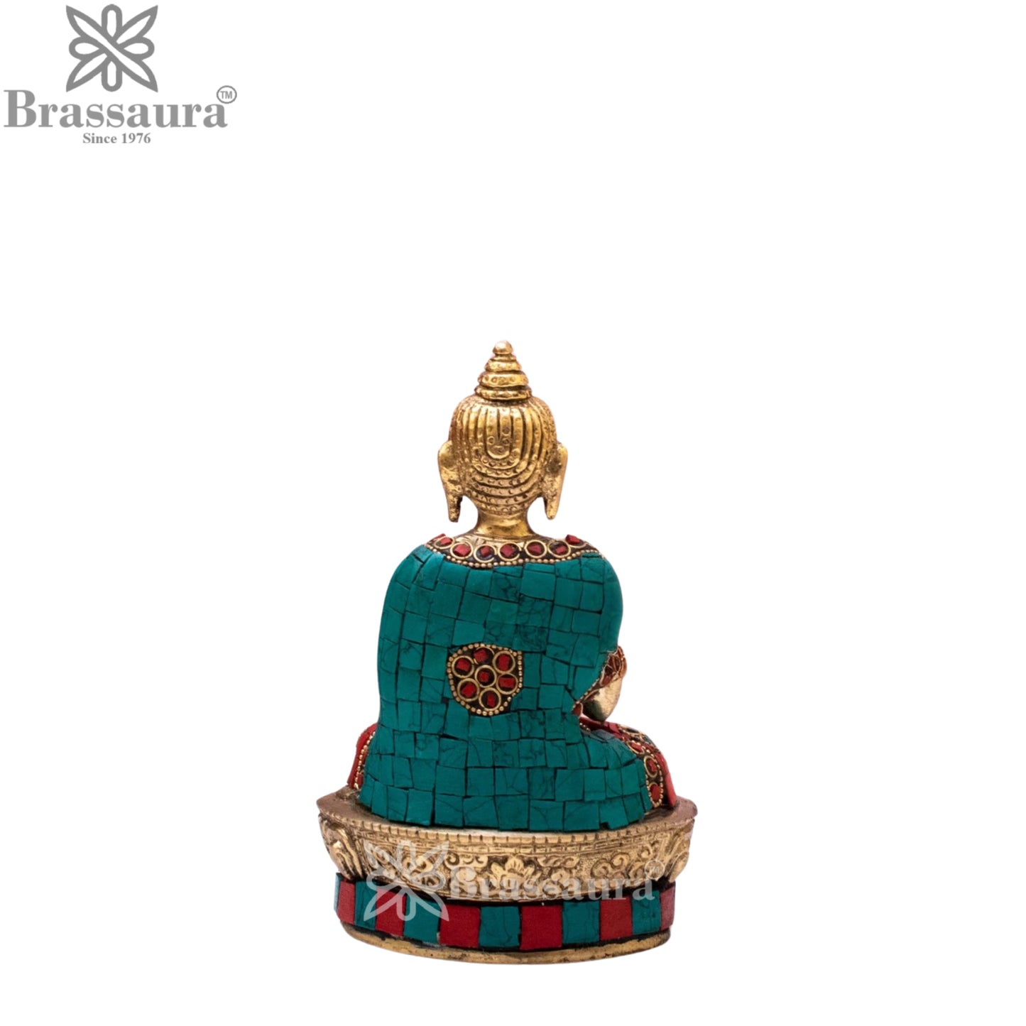 Brass Blessing Gem Stone Work Buddha Weight 1 kg & Height 7 Inch
