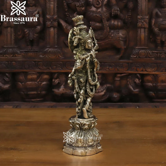 Brass Krishna Murti Weight 2.92 Kg And Height 12 Inch