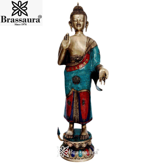 Brass standing Laughing Buddha Weight 34 Kg & Height 51 Inch