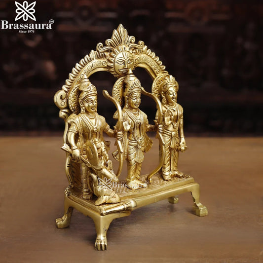 Brassaura™ Brass Ram Darbar Idol – Height 11.5 Inches & Weight 5.19 Kgs | Divine Depiction of Lord Ram, Sita, Lakshman & Hanuman