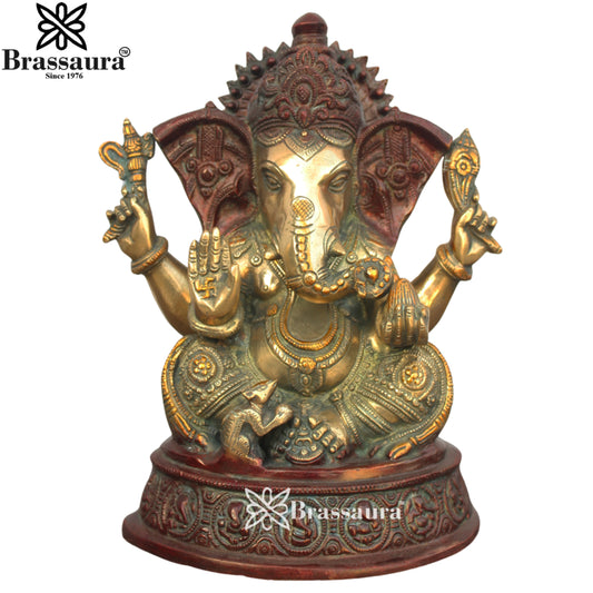 Brass Antique Ganesha Weight 6.8 Kg & Height 11 Inch