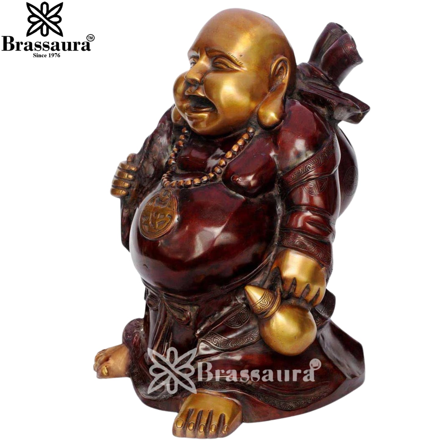 Brass Standing Laughing Buddha Weight 21 Kg & Height 20 Inch