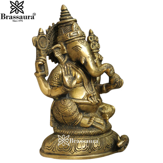Brass Ganesha Statue Weight 2 Kg & Height 8 Inch