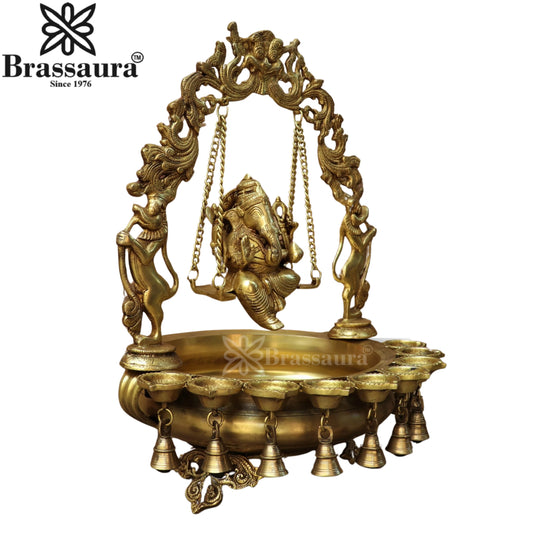 Brass Ganesha Urli Statue Weight 12.5 Kg And Height 21 Inch