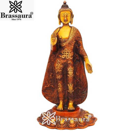 Brass standing Buddha Weight 2.2 Kg & Height 11 Inch