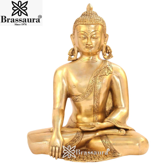 Brass Vintage Royal Golden Buddha Weight 6 Kg & Height 13 inch