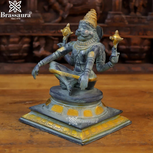 Brass Narshimha Statue For Home Decor And Gift Items Weight 5.8Kg And Height 10.5 Inches