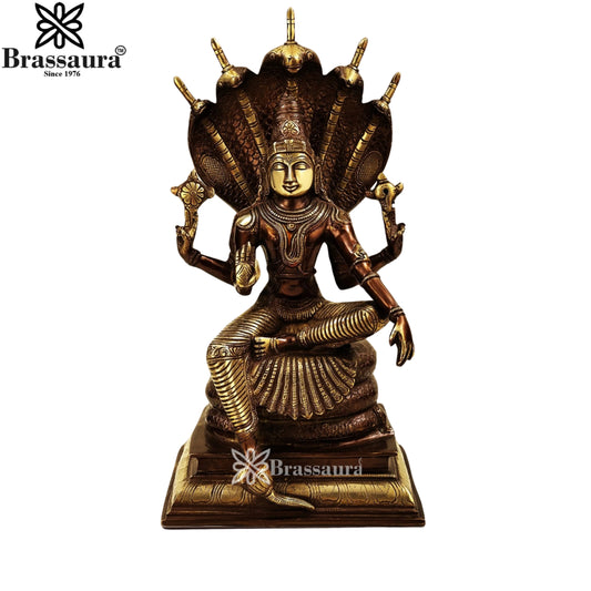 Brass Antique Vishnu Statue Weight 11 Kg And Height 16 Inch