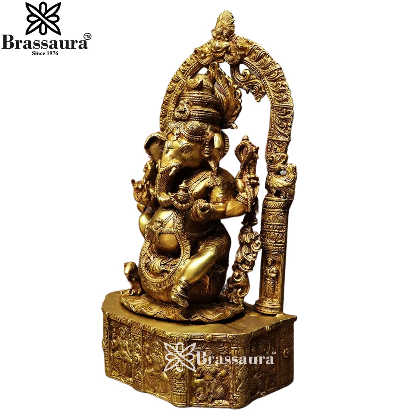 Brass Ring Ganesha Statue Weight 14.5 Kg & Height 20 Inch
