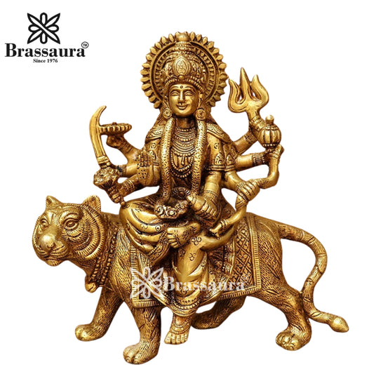 Brass Durga Idol for Home Temple and Decor Height 9 Inches & Weight 3 Kgs