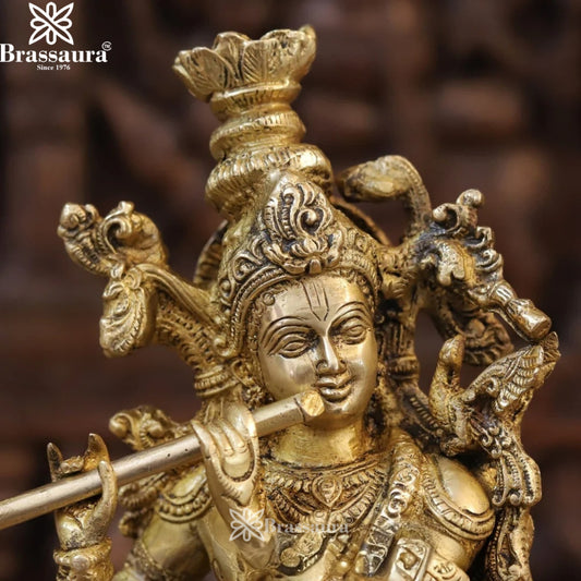 Brass Krishna Murti Weight 3.86 Kg And Height 14 Inch