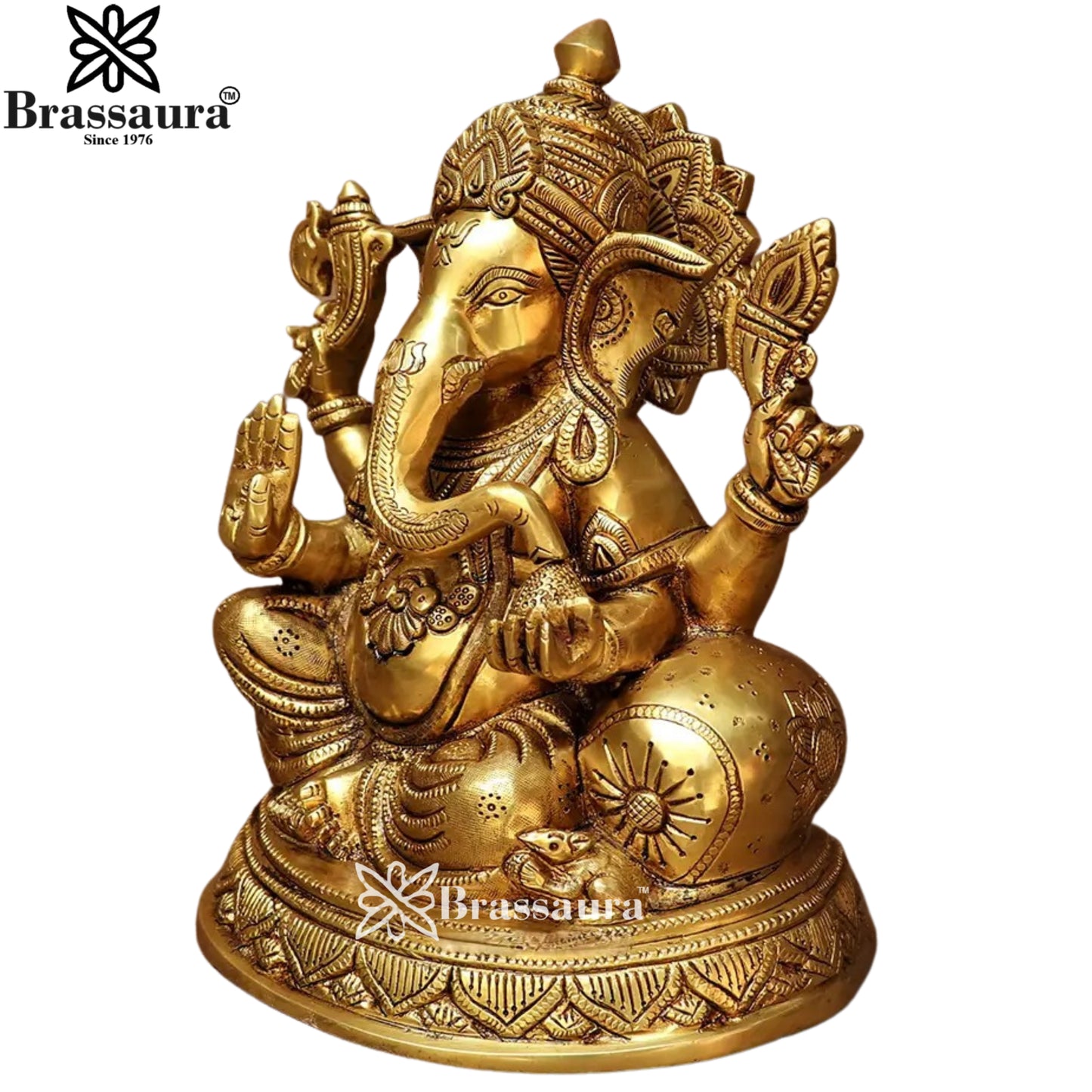 Brass Ganesha Statue Weight 4.8 Kg & Height 9.5 Inch
