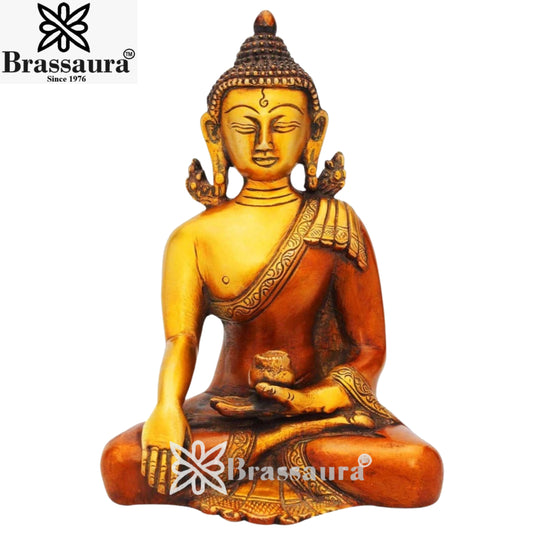 Brass Antique Buddha Weight 1.3 Kg & Height 6 Inch