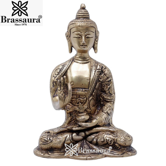 Brass Blessing Buddha Weight 1.1 kg & Height 6 Inch