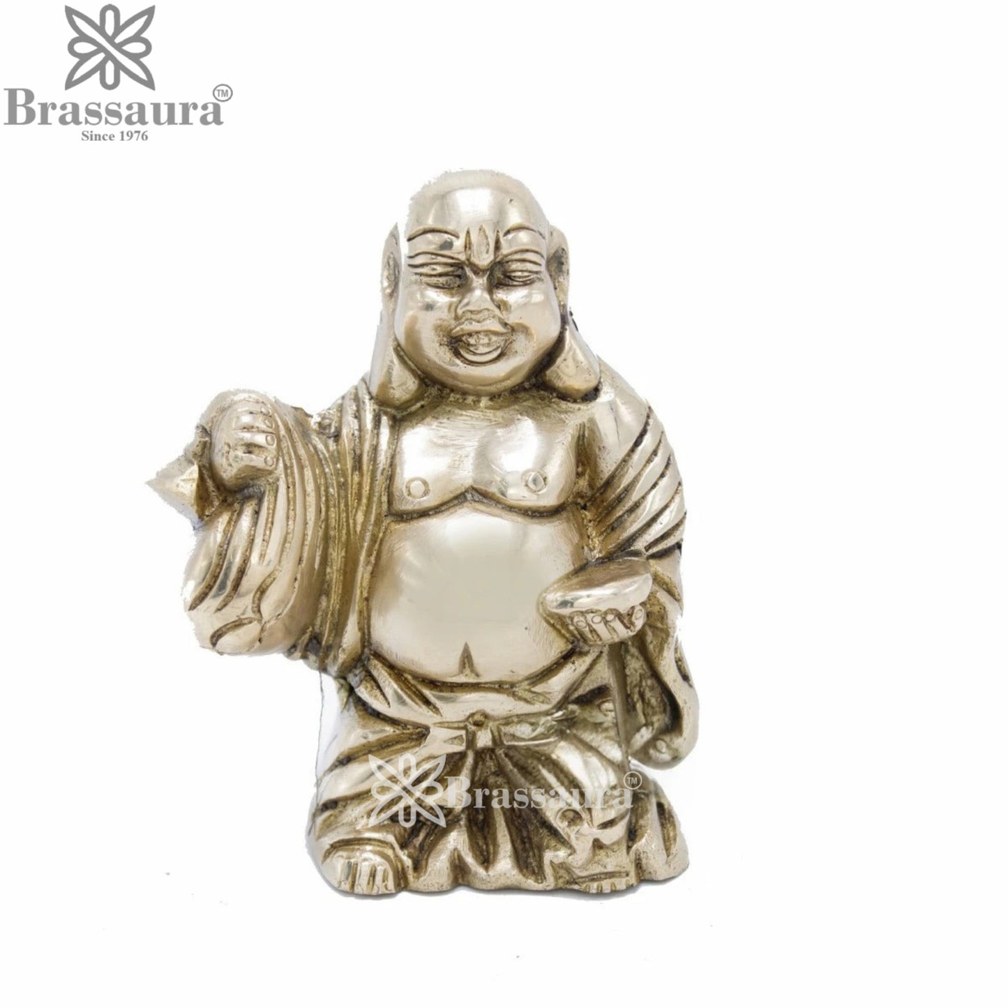 Brass Laughing Buddha Weight 1.2 kg & Height 5 Inch