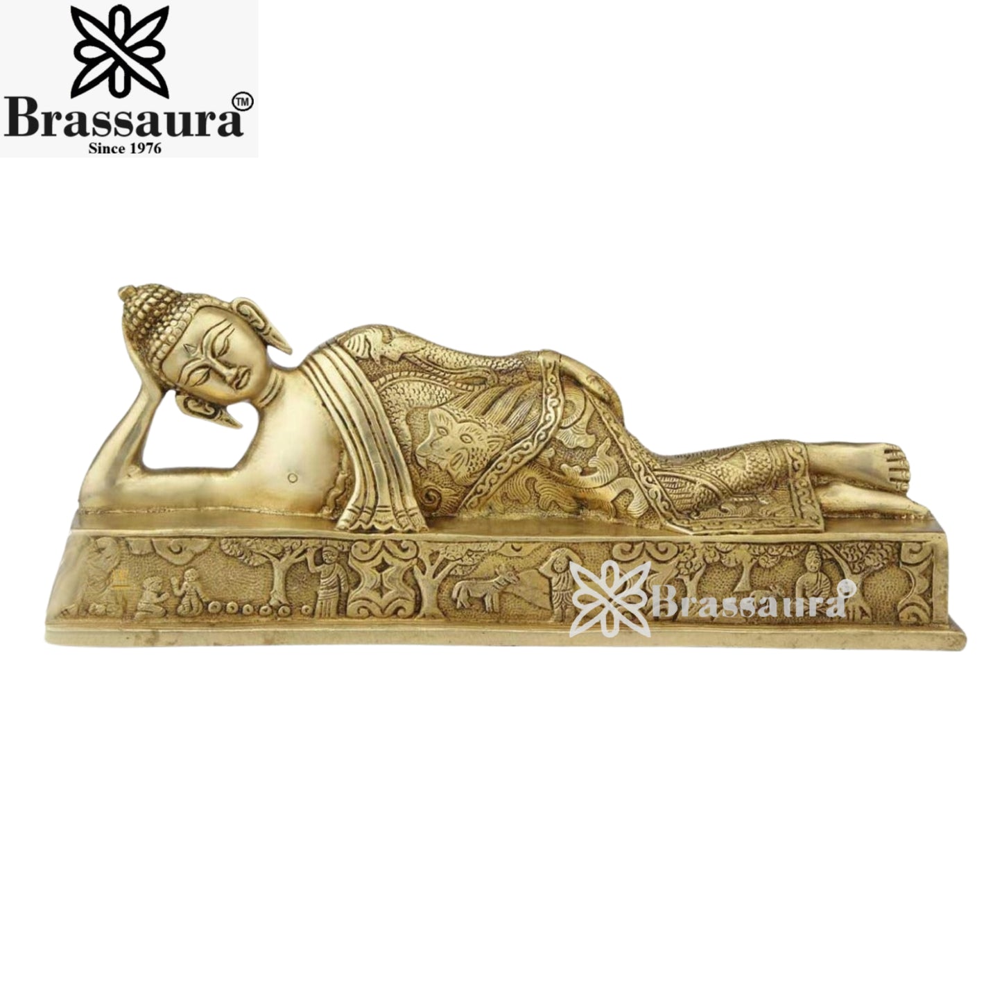Brass Relaxing Royal Golden Buddha Weight 2.9 Kg & Height 5 Inch